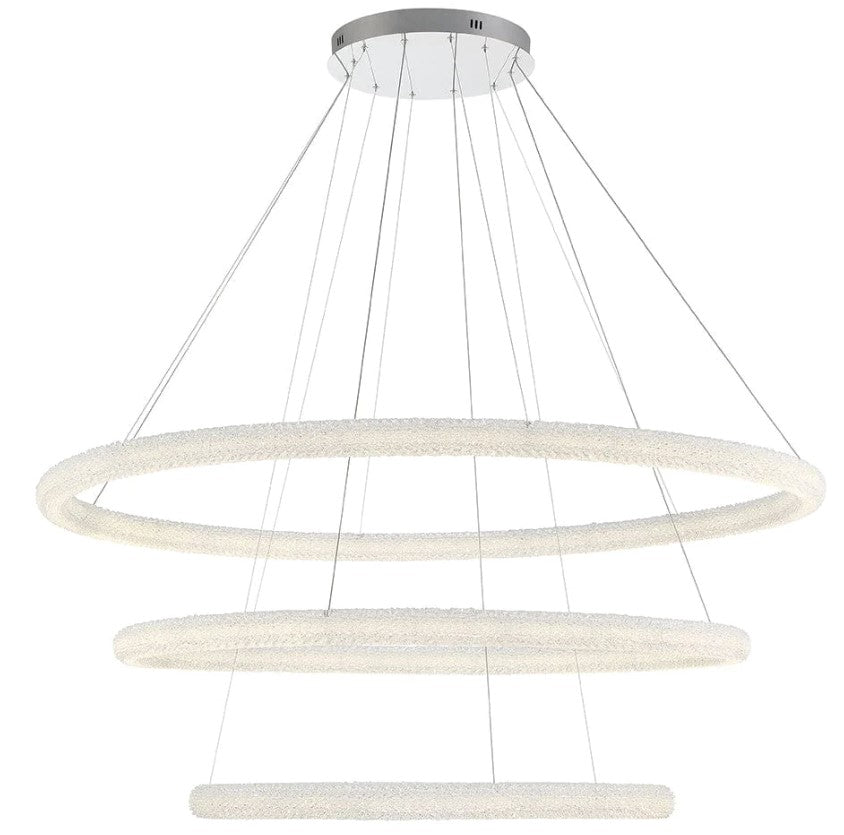 Eurofase Lighting 43927-012 Sassi LED 1 Light 60 inch 3 Tier Ring Chandelier Ceiling Light Chrome Finish