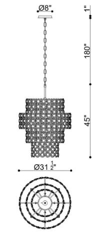 Eurofase Lighting 44289-028 Perrene 24 Light 32 inch Chandelier Ceiling Light Gold Finish