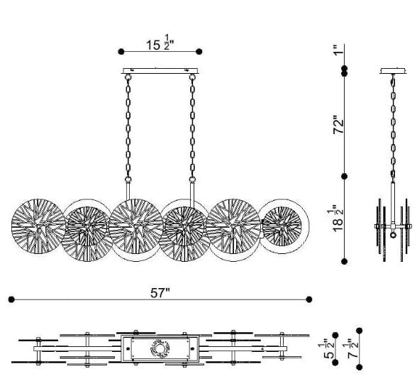 Eurofase Lighting 44570-019 Sue-Anne 8 Light 8 inch LED Chandelier Ceiling Light Plated Brass Finish