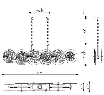 Eurofase Lighting 44570-019 Sue-Anne 8 Light 8 inch LED Chandelier Ceiling Light Plated Brass Finish