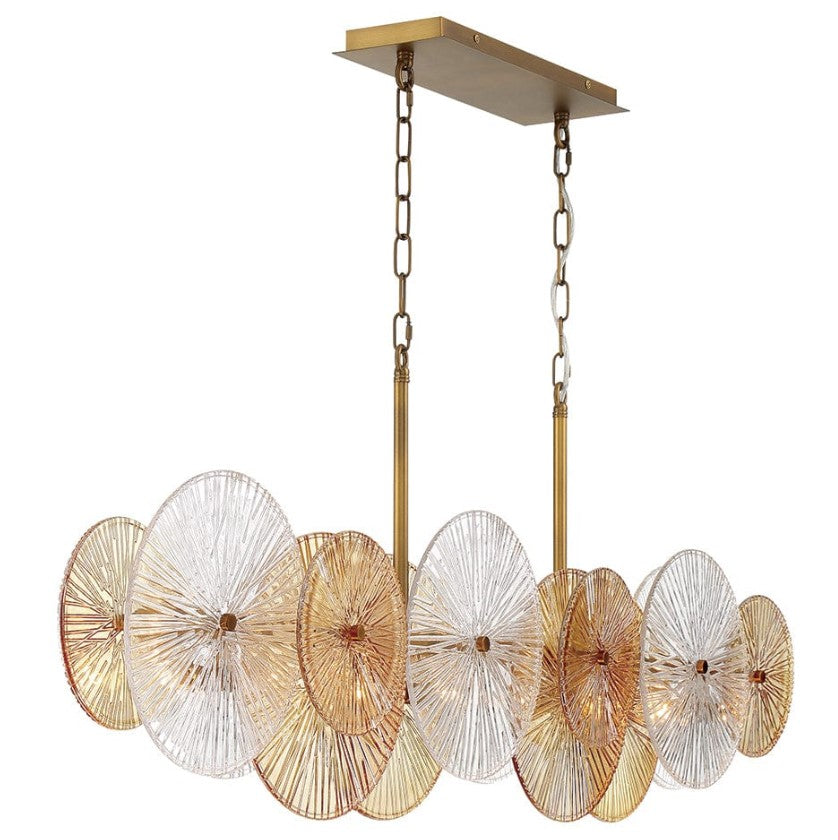 Eurofase Lighting 44570-019 Sue-Anne 8 Light 8 inch LED Chandelier Ceiling Light Plated Brass Finish