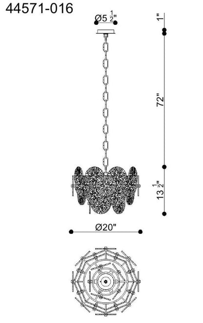 Eurofase Lighting 44571-016 Sue-Anne 6 Light 20 inch LED Chandelier Ceiling Light Plated Brass Finish