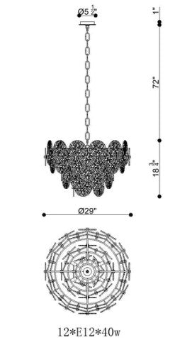 Eurofase Lighting 44572-013 Sue-Anne 12 Light 30 inch LED Chandelier Ceiling Light Plated Brass Finish