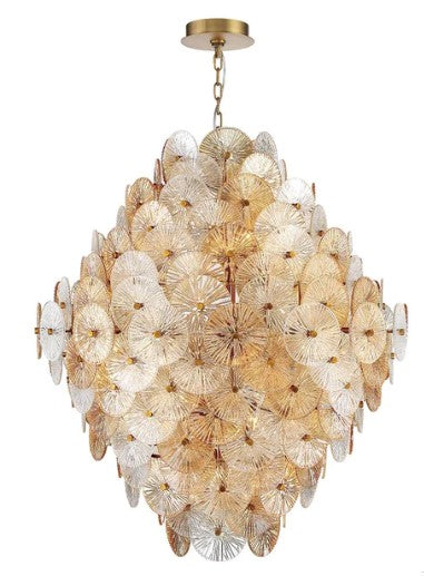 Eurofase Lighting 44574-017 Sue-Anne 27 Light 40 inch LED Chandelier Ceiling Light Plated Brass Finish