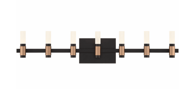 Eurofase Lighting 45238-017 Albany 32.25 inch Modern 7-LED Bathroom Wall Sconce Light, Black/Brass Finish