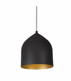 Kuzco Lighting 49108-BK/GD 8" Helena 1 LED Dome Pendant Light with Spun Aluminum Shade, Black/Gold Finish