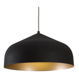 Kuzco Lighting 49117-BK/GD 17" Helena 1 LED Dome Pendant Light with Spun Aluminum Shade, Black/Gold Finish