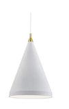 Lighting 492722-WH/GD LED Dorothy 1 Light 22 inch Pendant Ceiling Light White and Gold Finish