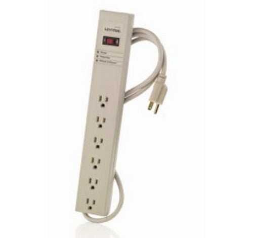 Leviton 5100-PS 15 A Surge Protected 6-Outlet Strip With Switch 125V AC