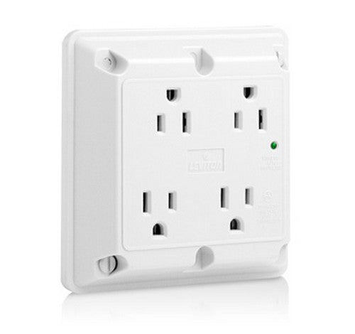 Leviton 5480 4-in-1 Surge Protective Quadruplex Receptacle Outlet, Heavy-Duty Hospital Grade 125V AC WH - BuyRite Electric