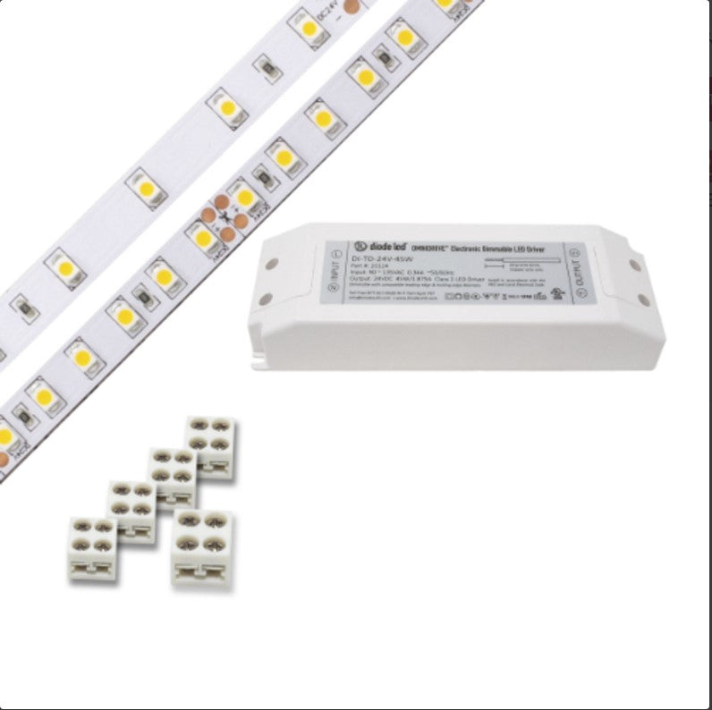 Diode LED DI-KIT-24V-BC1OM30-3000 Blaze 100 Series 16.4ft Basics LED Tape Light Spool with UL Listed OMNIDRIVE, Color Temperature 3000K, Voltage 24V