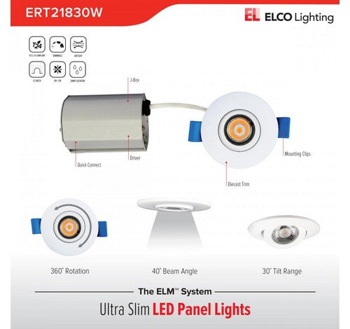 ELCO Lighting ERT218 Elm System 2 Inch Ultra Slim LED Gimbal Lights -350 Lumens ERT218