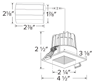 ELCO Lighting ERT215 2 Inch White LED Square Baffle - BuyRite Electric