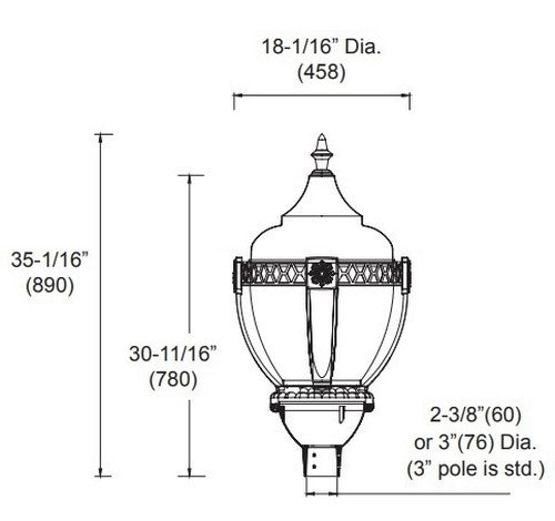  Utopia Lighting LPT-4 LED Post Top Light, 30W 60W- BuyRite Electric