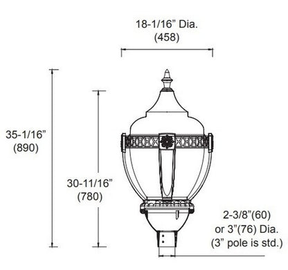  Utopia Lighting LPT-4 LED Post Top Light, 30W 60W- BuyRite Electric