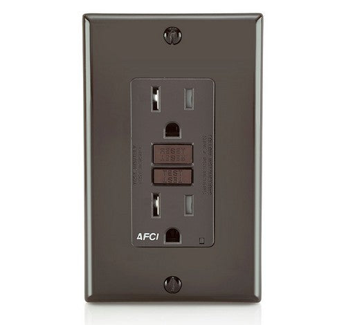 LEVITON AFTR1 Decora SmartlockPro Residential Outlet Branch Circuit Grade Tamper Resistant Receptacle NEMA 5-15R with LED Indicator 15A / 125 VAC BR - BuyRite Electric