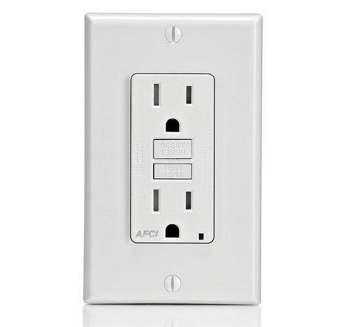 LEVITON AFTR1 Decora SmartlockPro Residential Outlet Branch Circuit Grade Tamper Resistant Receptacle NEMA 5-15R with LED Indicator 15A / 125 VAC WH - BuyRite Electric