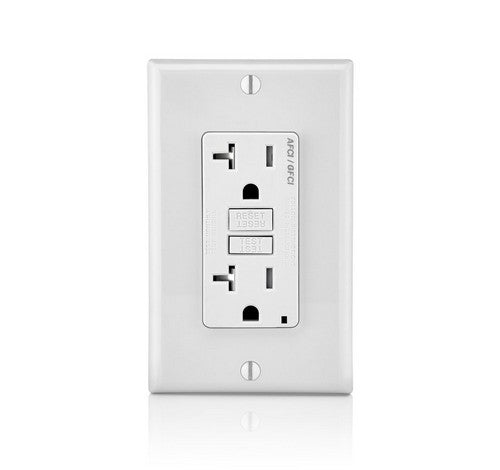 LEVITON AGTR2 SmartlockPro Dual Function AFCI/GFCI Receptacle 20A / 125 VAC WH - BuyRite Electric