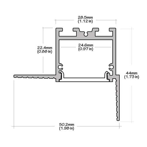 Core Lighting ALP2400TL-LN96 1 Inch Aperture Trimless Corner LED Profile - 96 Inches Plastic Lens