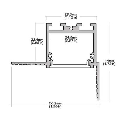 Core Lighting ALP2400TL-LN96 1 Inch Aperture Trimless Corner LED Profile - 96 Inches Plastic Lens