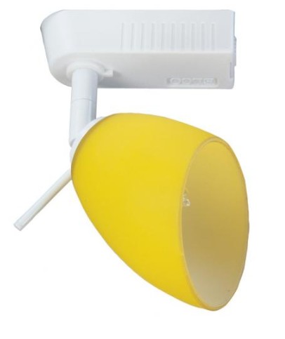 ELCO Lighting ET551W-YL Electronic Low Voltage Clasp Globe Track Fixture 50W 12V All White with Yellow Glass Finish