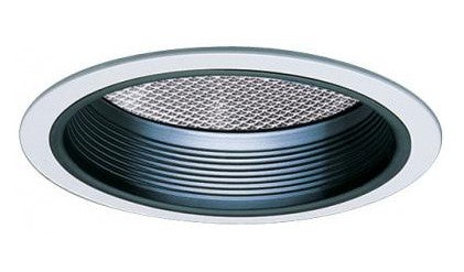 ELCO Lighting EL742B 7 Inch CFL Horizontal Baffle with Regressed Albalite Lens Black with White Ring Finish 18W