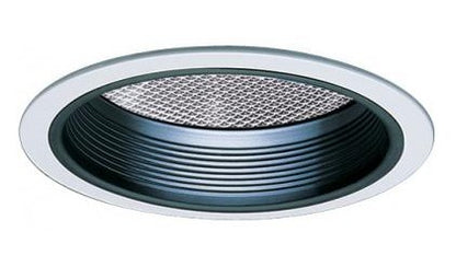 ELCO Lighting EL742B 7 Inch CFL Horizontal Baffle with Regressed Albalite Lens Black with White Ring Finish 18W