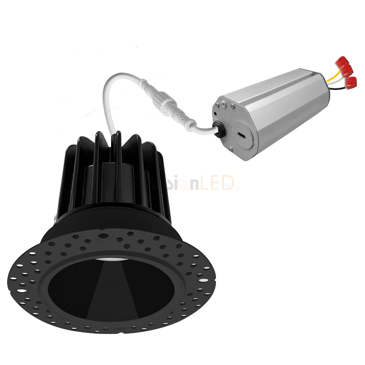 EnvisionLED LED-DLJBX-TML-2R-8W-5CCT-BLK LED 2 Inch Trimless Round Downlight Black Finish