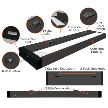 EnvisionLED LED-UC-8I-4W-5CCT-BZ LED 8 Inch Under Cabinet Bar Light 4W Bronze Finish