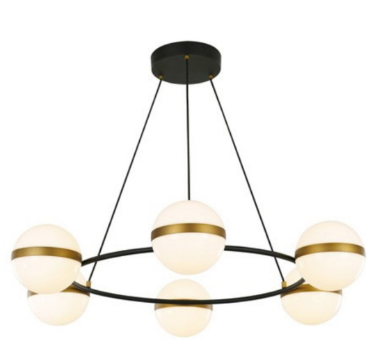 Alora Lighting CH302006MBBG Tagliato 36" Wide Chandelier 6 LED Light, Matte Black Finish