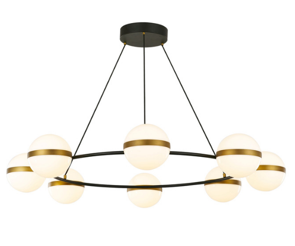 Alora Lighting CH302008MBBG Tagliato 44" Wide Chandelier 8 LED Light, Matte Black Finish
