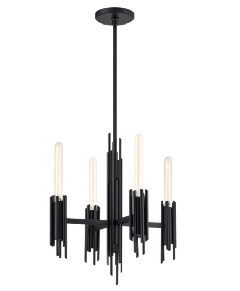 Alora Lighting CH335019MB Torres 19" Wide Chandelier 4 LED Light, Matte Black Finish