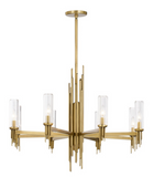 Alora Lighting CH335836VBCR Torres 36" Wide Clear Ribbed Chandelier 8 LED Ceiling Light, Vintage Brass Finish