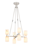 Alora Lighting CH338822PNAR Lucian 22" Wide Alabaster Glass Chandelier 8 LED Ceiling Light, Polished Nickel Finish