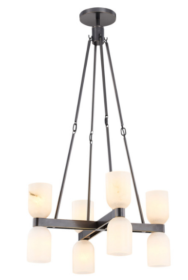 Alora Lighting CH338822UBAR Lucian 22" Wide Alabaster Glass Chandelier 8 LED Ceiling Light, Urban Bronze Finish