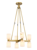 Alora Lighting CH338822VBAR Lucian 22" Wide Alabaster Glass Chandelier 8 LED Ceiling Light, Vintage Brass Finish