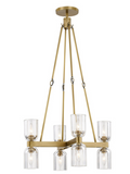 Alora Lighting CH338822VBCC Lucian 22" Wide Clear Glass Chandelier 8 LED Ceiling Light, Vintage Brass Finish