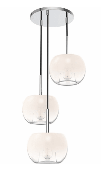 Kuzco Lighting CH57514-CH/OP 14" Samar 3 Chandeliers Pendant Light with Transition Opal Glass, Chrome/Opal Finish