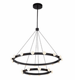 Kuzco Lighting CH63436-BK 36" Modern Rezz 24 Wide LED Ring Chandelier Ceiling Pendant Light with Opal Glass Diffuser, Black Finish