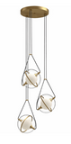 Kuzco Lighting CH76718-BG 18" Aries LED Chandelier Ceiling Pendant Light with Frosted Internal Glass, Brushed Gold Finish