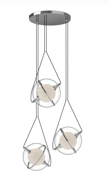 Kuzco Lighting CH76728-CH 28" Aries LED Chandelier Ceiling Pendant Light with Frosted Internal Glass, Chrome Finish