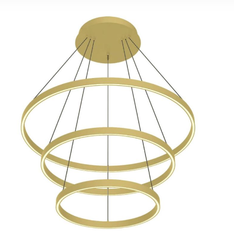 Kuzco Lighting CH87332-BG 32" Cerchio LED Chandelier Ceiling Pendant Light with Frosted Silicone Diffuser, Brushed Gold Finish