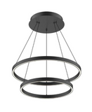 Kuzco Lighting CH87824-BK 24" Cerchio LED Chandelier Ceiling Pendant Light with Frosted Silicone Diffuser, Black Finish