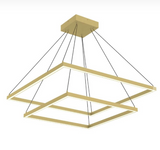 Kuzco Lighting CH88232-BG 32" Piazza Two Tier LED Chandelier Ceiling Pendant Light with Frosted Silicone Diffuser, Brushed Gold Finish