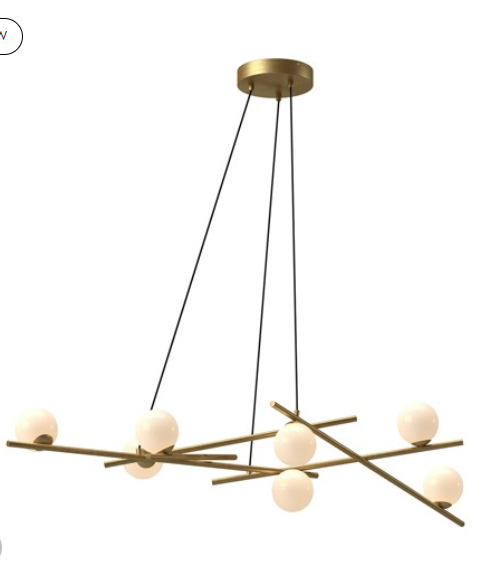 Kuzco Lighting CH89854-BG/GO AMARA Chandelier LED Ceiling Pendant Light With Transition Glossy Opal Glass, Brushed Gold Finish