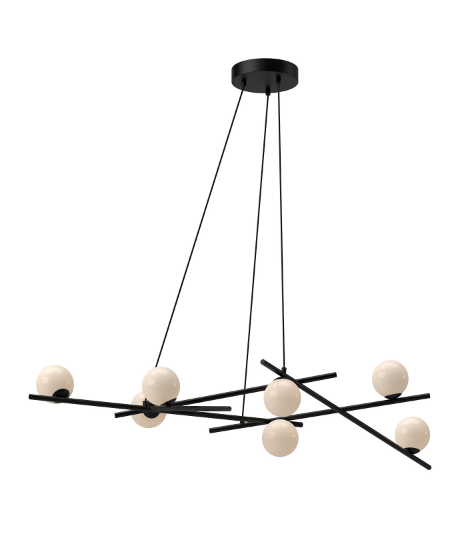 Kuzco Lighting CH89854-BK/GO AMARA Chandelier LED Ceiling Pendant Light With Transition Glossy Opal Glass, Black Finish