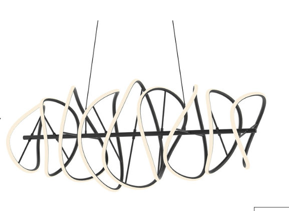 Kuzco Lighting CH96442-BK Collide Linear Chandelier LED Pendant Ceiling Light, Black Finish