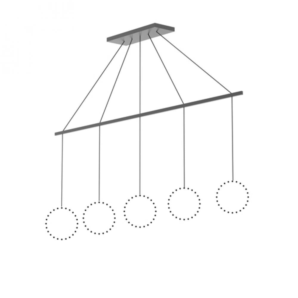 Kuzco Lighting CNL5AC-GH Marquee 5 Light 86.63 Inch Linear Pendant Canopy Chandelier Ceiling Light Graphite Finish