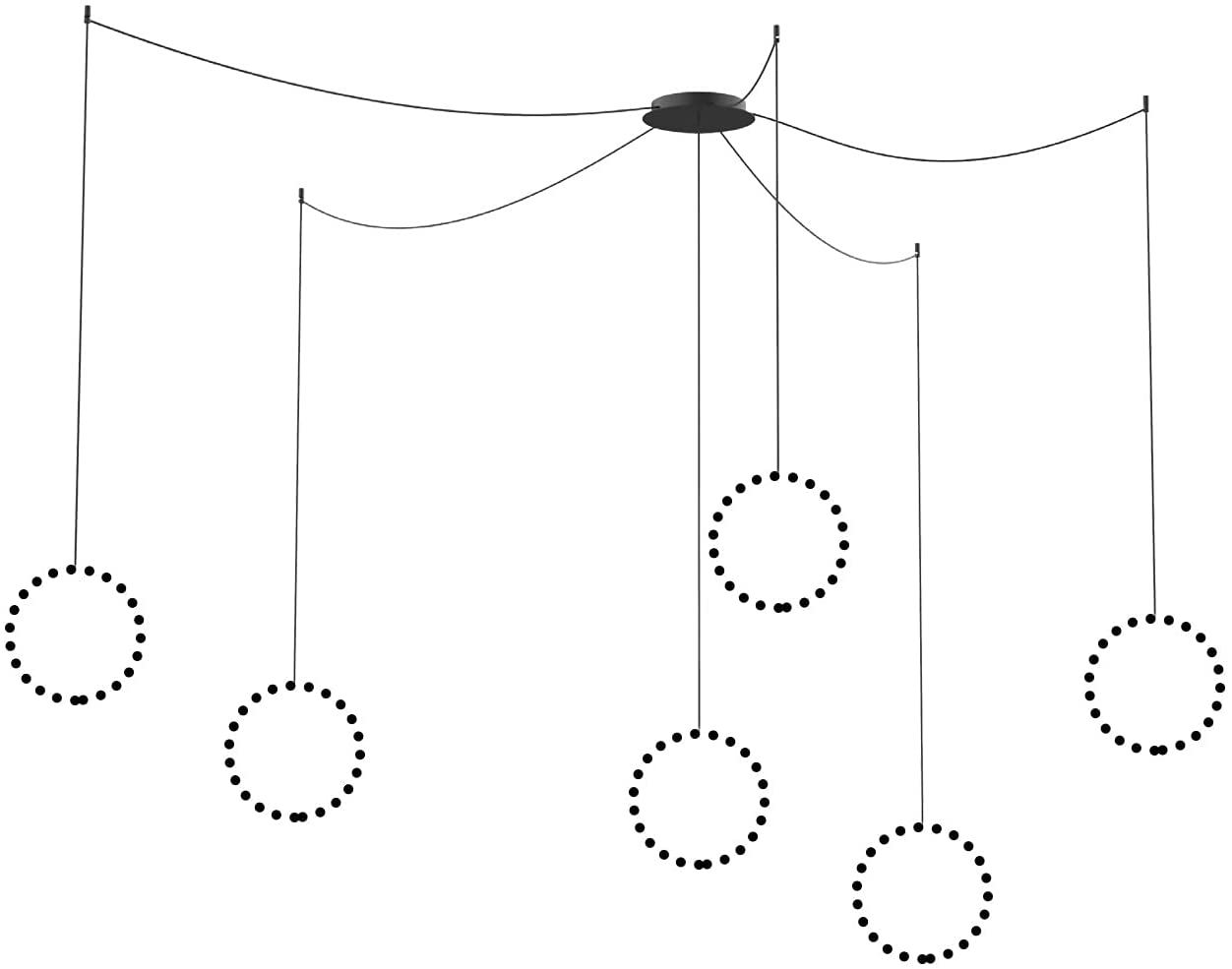 Kuzco Lighting CNM13AC-BK Marquee 6 Light Multi-Pendant Canopy Chandelier Ceiling Light Black Finish