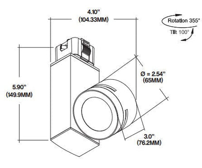 Core Lighting CTL410-L1-27K-WH-WF-JT 700 Lumen Vertical Track Head 2700K 45 Degree Wide Juno Type White Finish